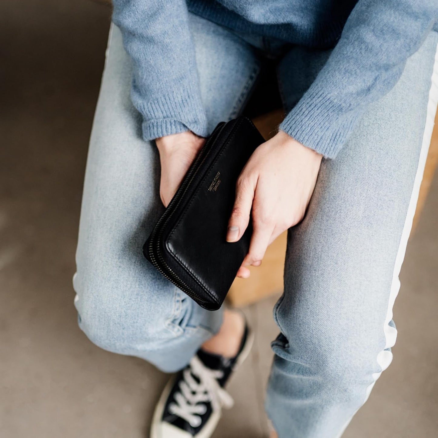 BERLINER BAGS Cartera Lyon de piel auténtica de alta calidad, con b...
