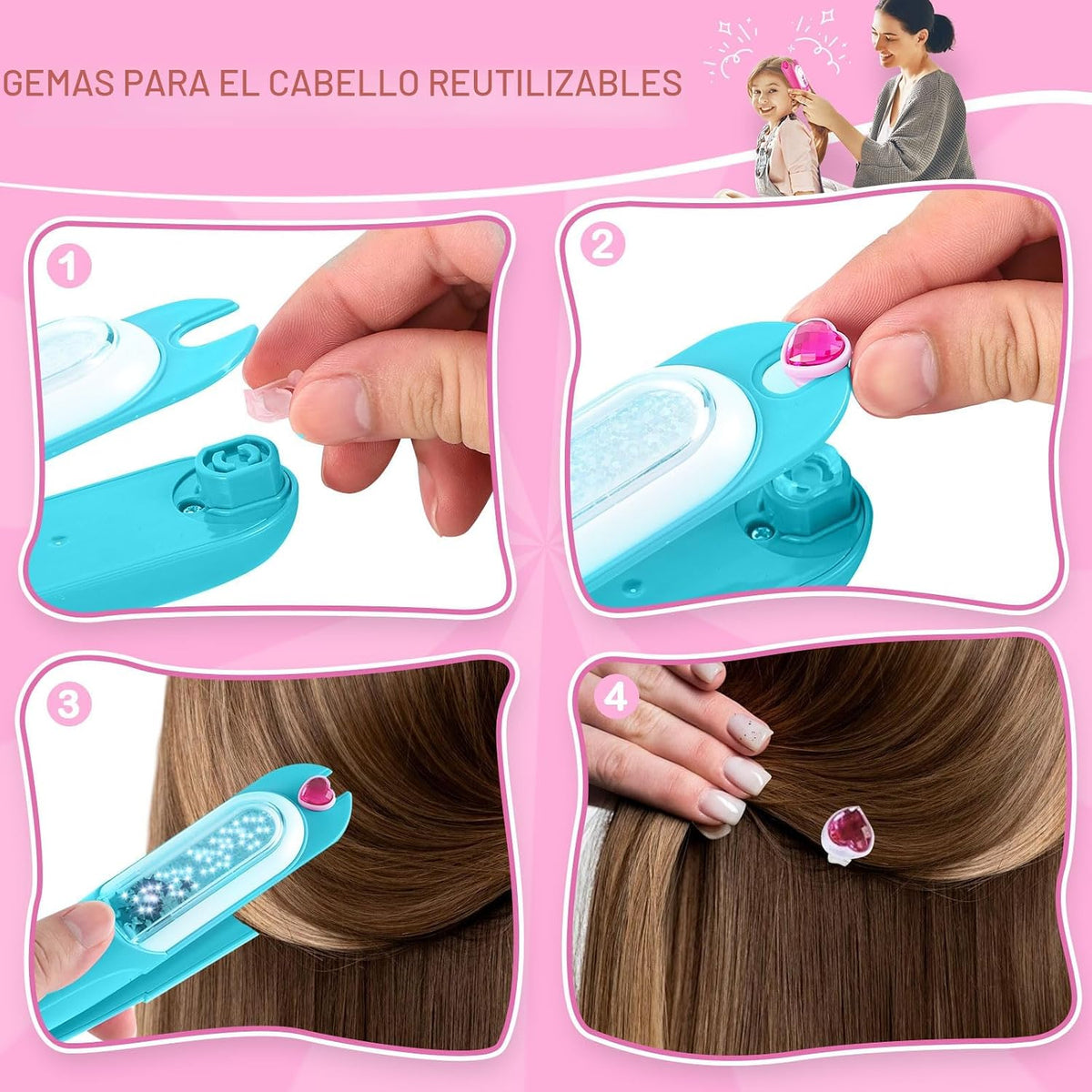 kidzkube Kit de sellos de gemas para el cabello, joyas brillantes p...