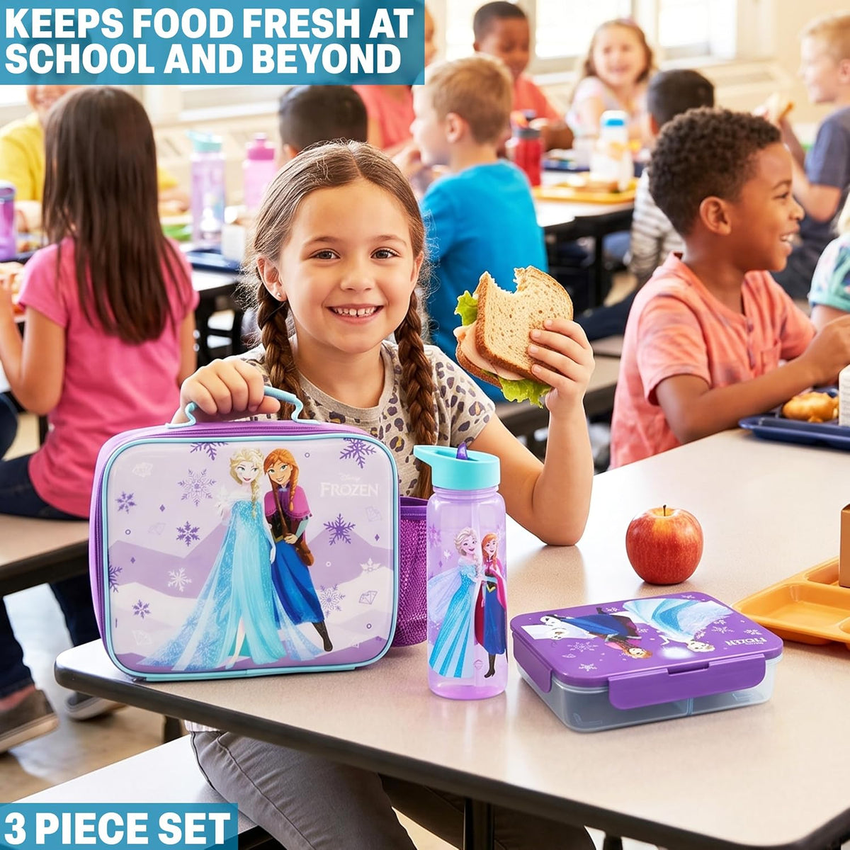 Get Trend Disney Frozen Girls Bolsa de almuerzo, caja Bento y botel...