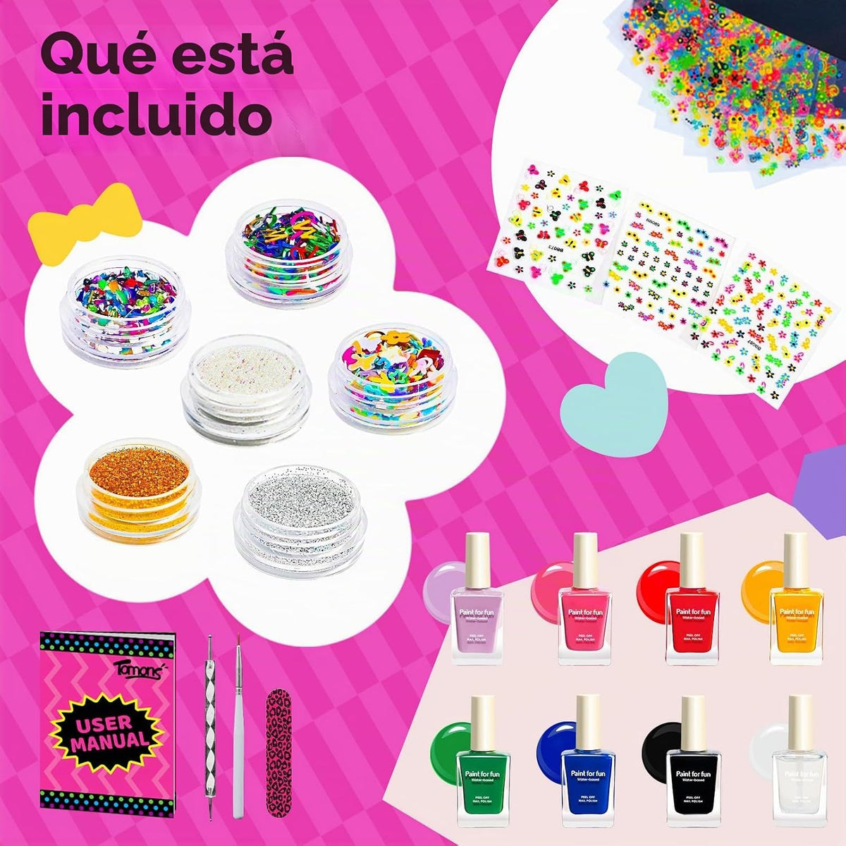 Tomons Juego de esmaltes de uñas, 8 colores todo en uno, kit de art...
