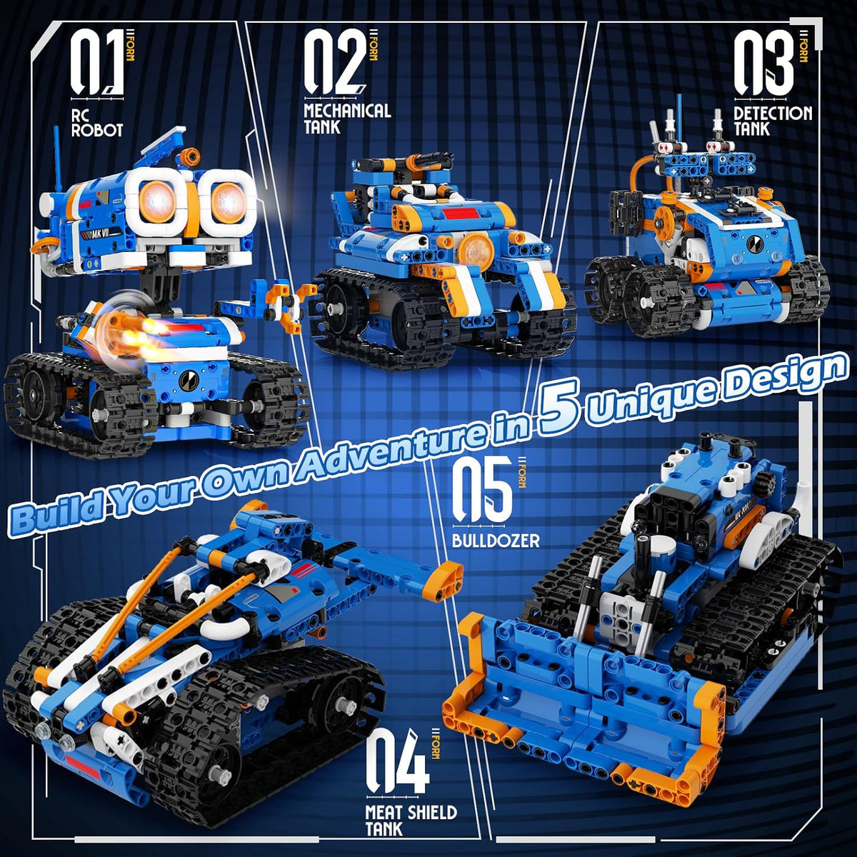 Demkia Kit de Construcción de Robot STEM 5 en 1, 560 PIEZAS APP\/Co...
