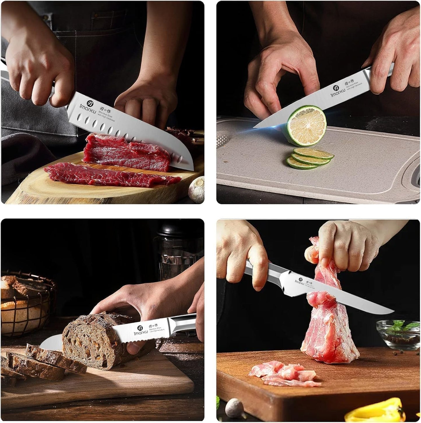 imarku Juego de cuchillos de cocina japoneses de acero inoxidable d...