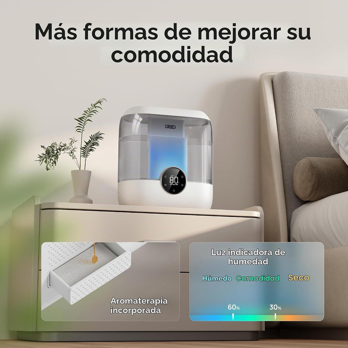 Dreo Humidificadores de Llenado Superior de 6L para Dormitorio, 60H...