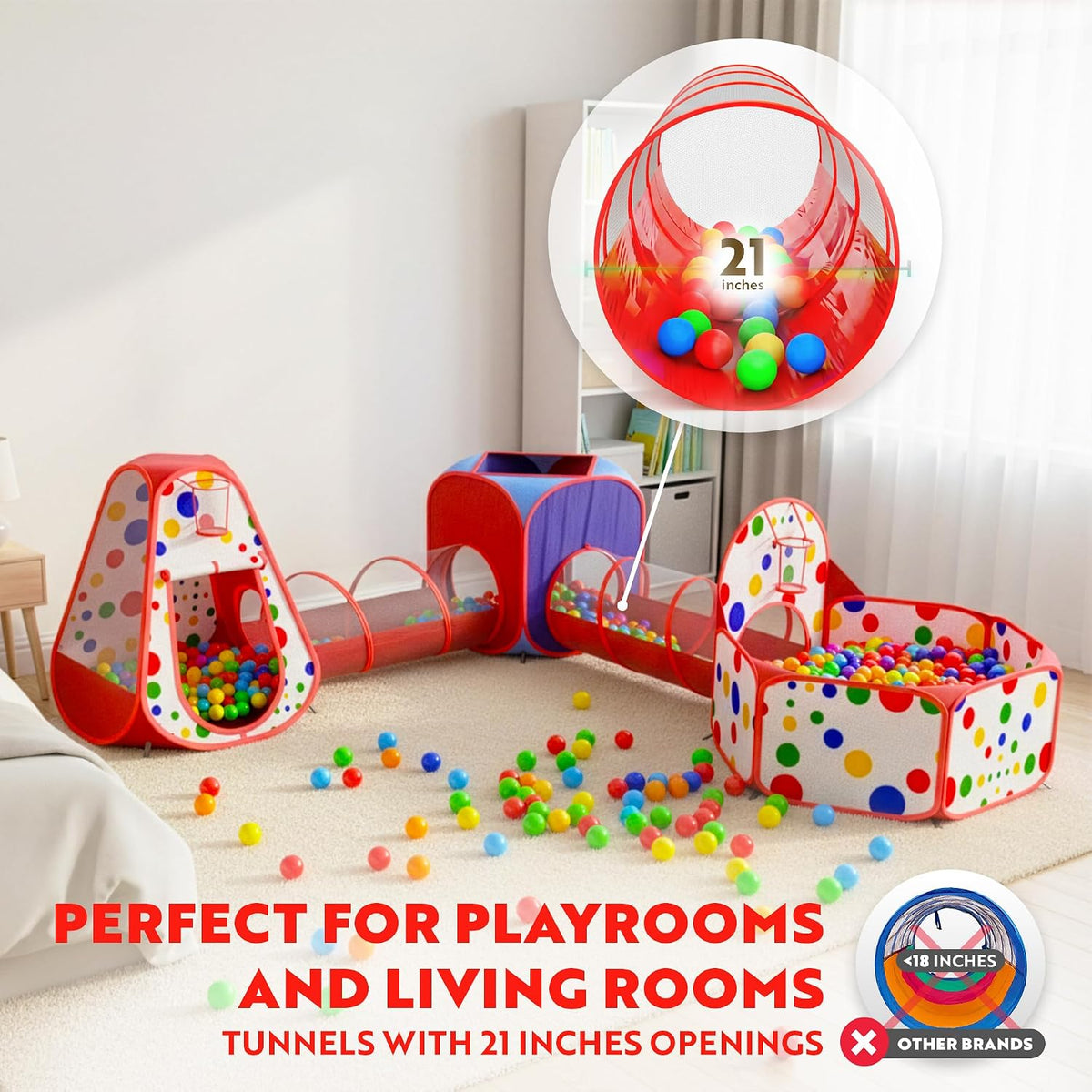Playz Tiendas de campaña para niños, 5 piezas, túneles de gateo y p...