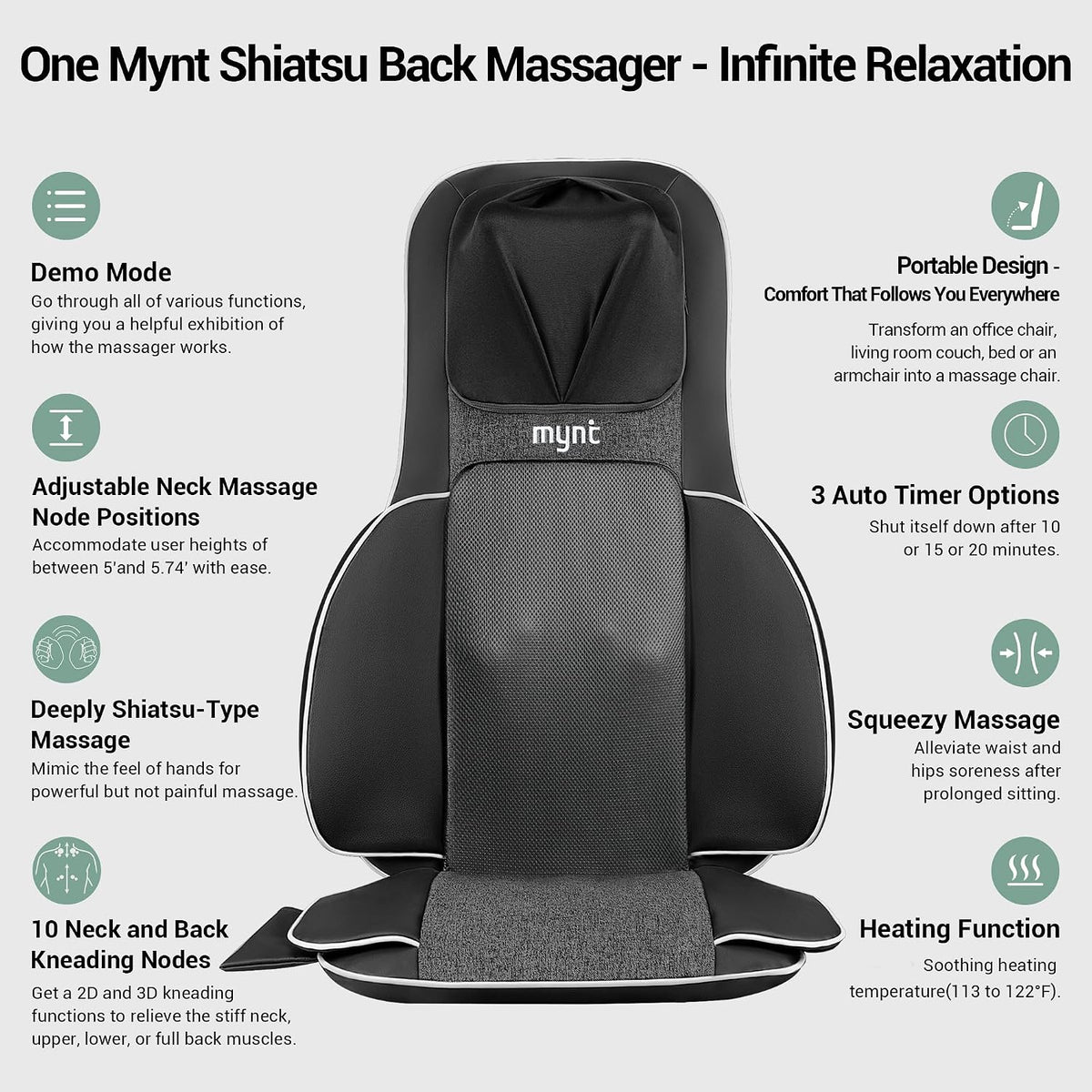 Mynt Aprobado por FSA y HSA Masajeador Shiatsu para Cuello y Espald...