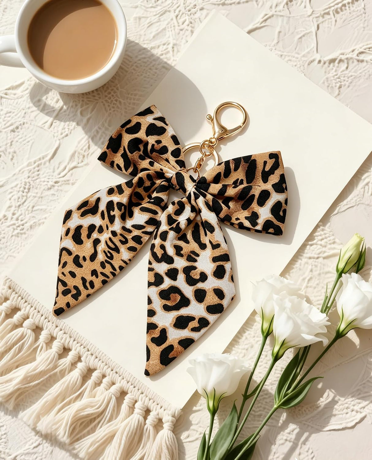 Pithayla Llavero con dije de lazo de leopardo, accesorios para bols...