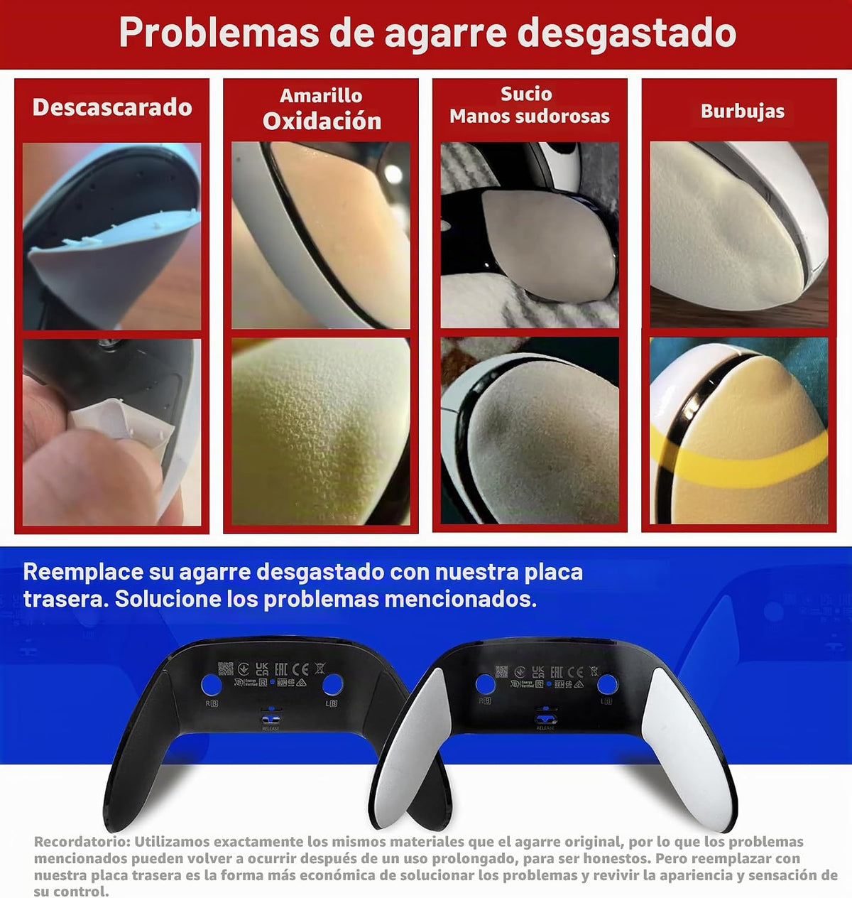 VOOCAT Un par de cubiertas traseras de repuesto para controlador Du...