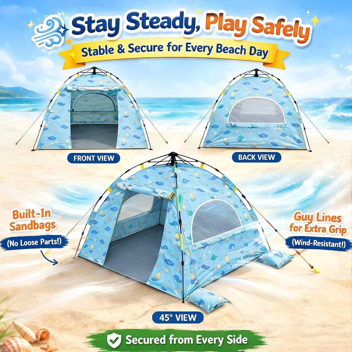 Tienda de campaña de playa para bebés con protección UV UPF 50+, in...