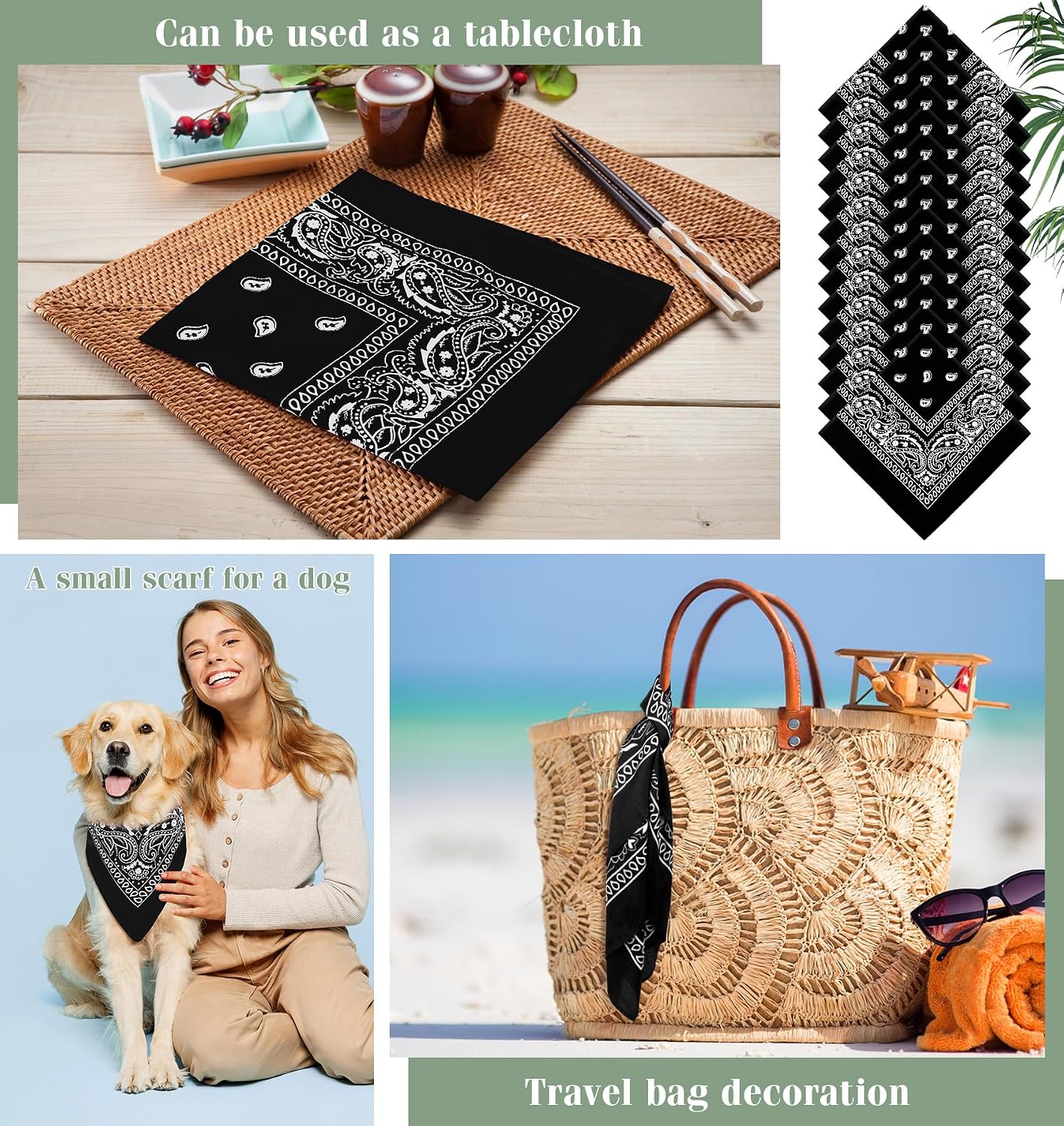 YSense 14 piezas Bandanas con estampado de cachemira, diademas nove...