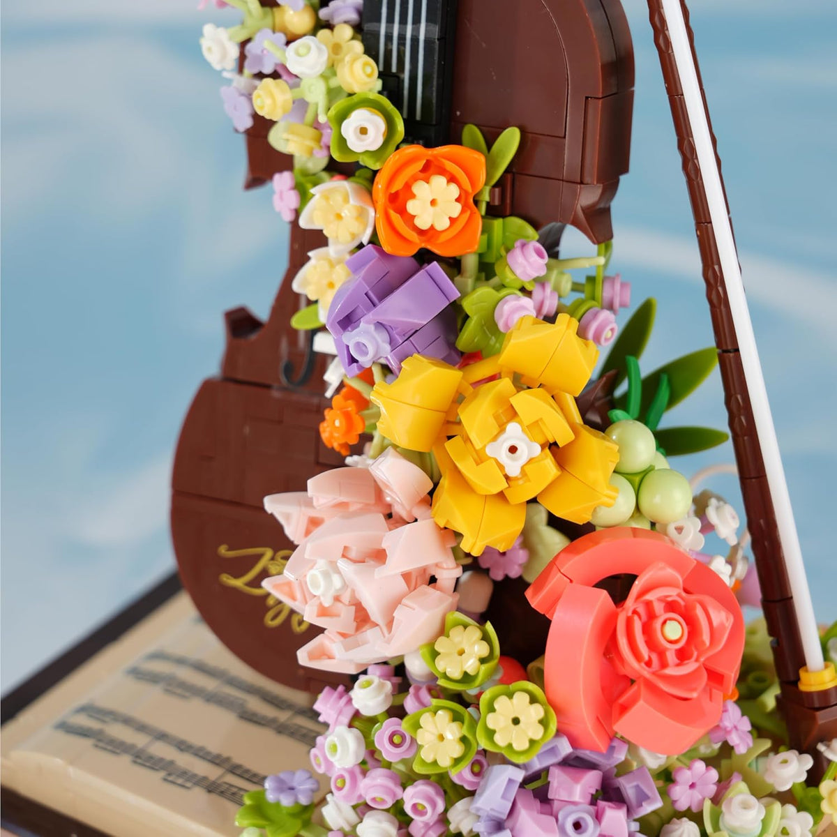 Conlinktion Juego de bloques de construcción de violín de ramo de f...