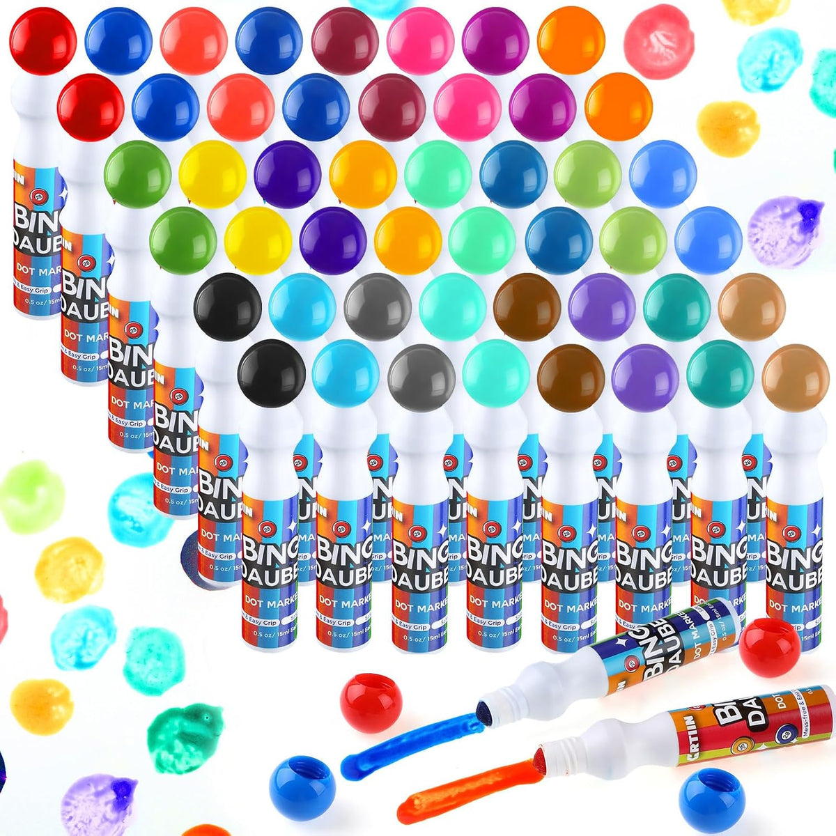 Crtiin Paquete de 48 rotuladores de bingo a granel, 24 colores, min...