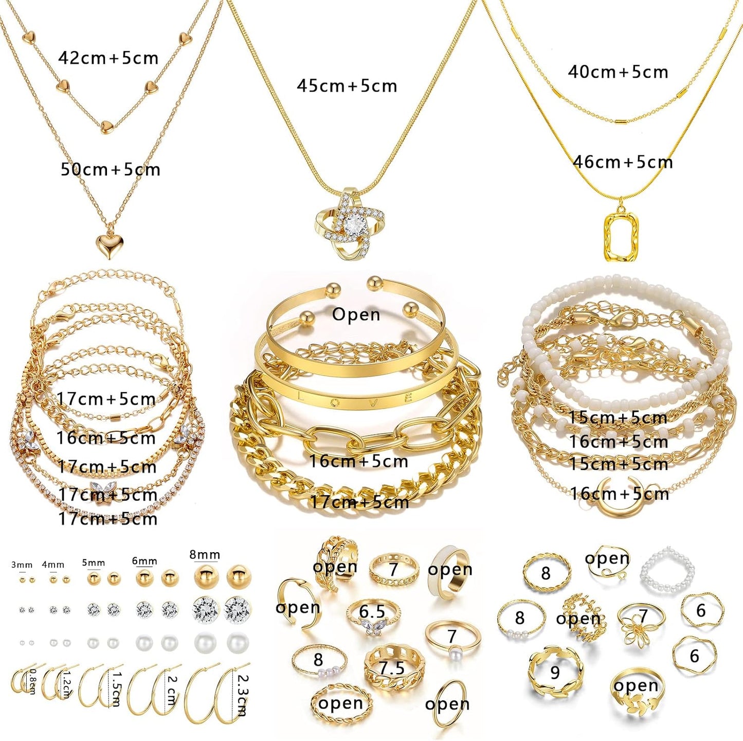IFKM Juego de joyas chapadas en oro para mujer, collares de múltipl...