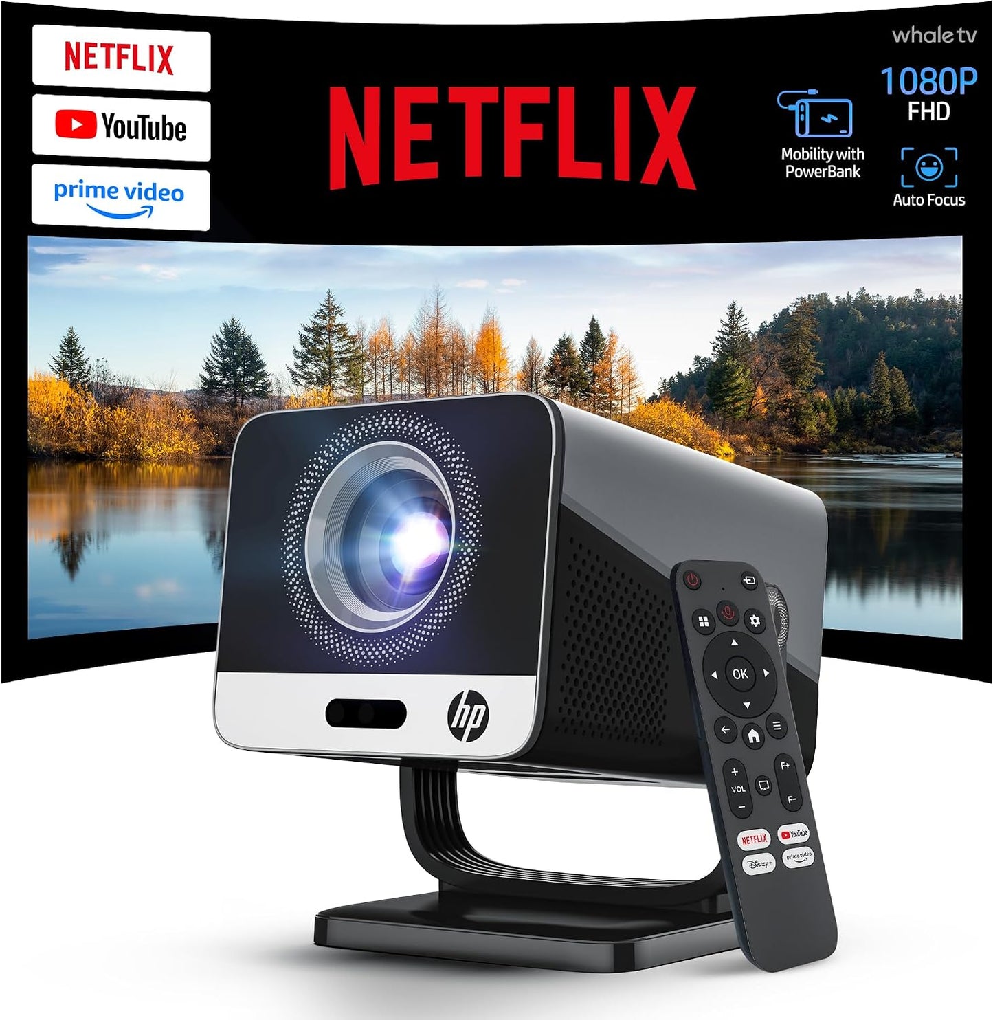Proyector HP con Netflix, aplicaciones con licencia oficial, mini p...