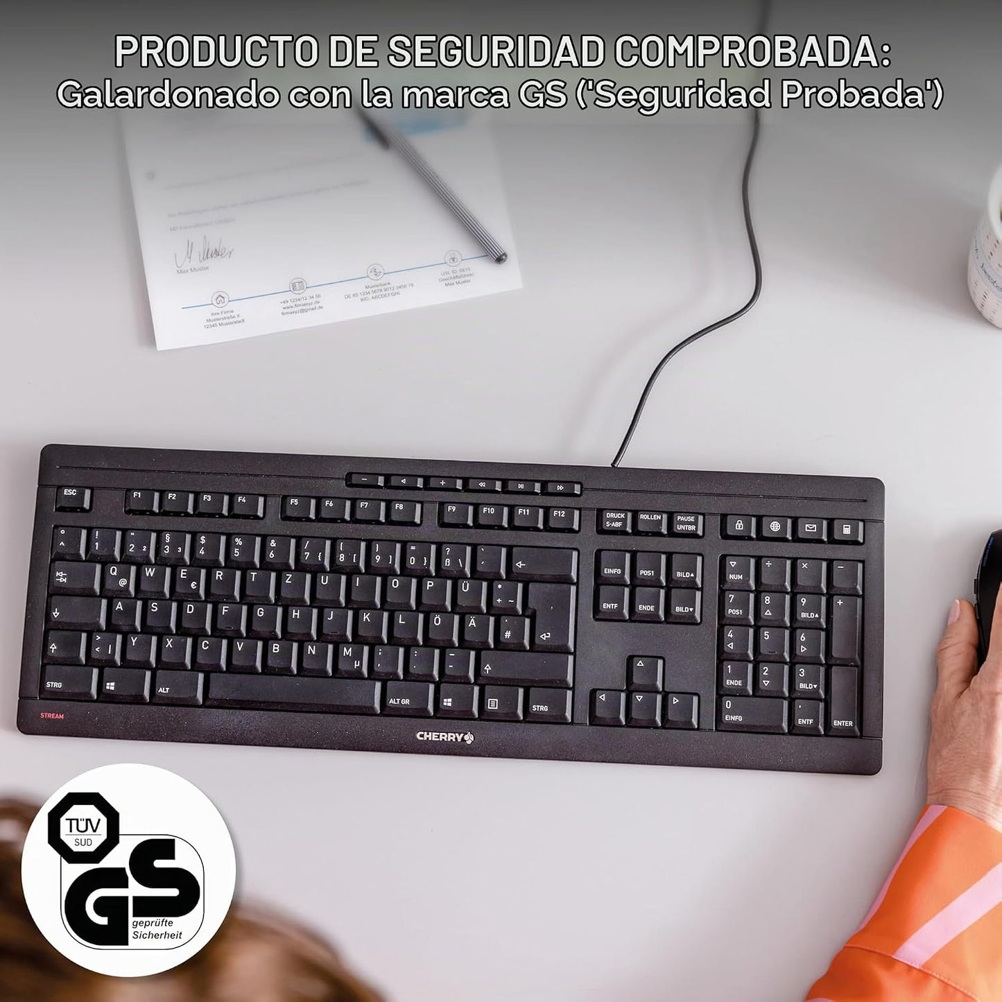 Cherry Teclado Stream, teclado con cable para PC\/portátil, teclas...