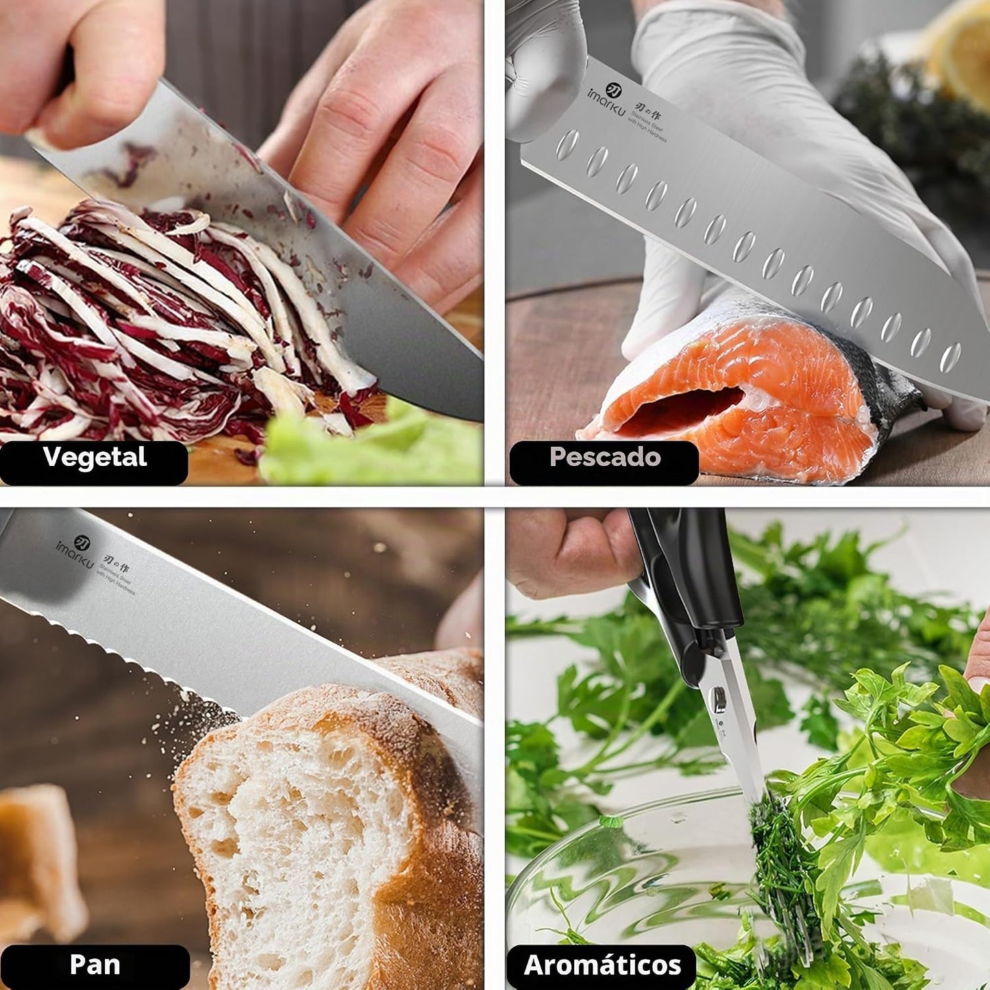 imarku® Juego de cuchillos de cocina, 15 piezas, juego de cuchillos...