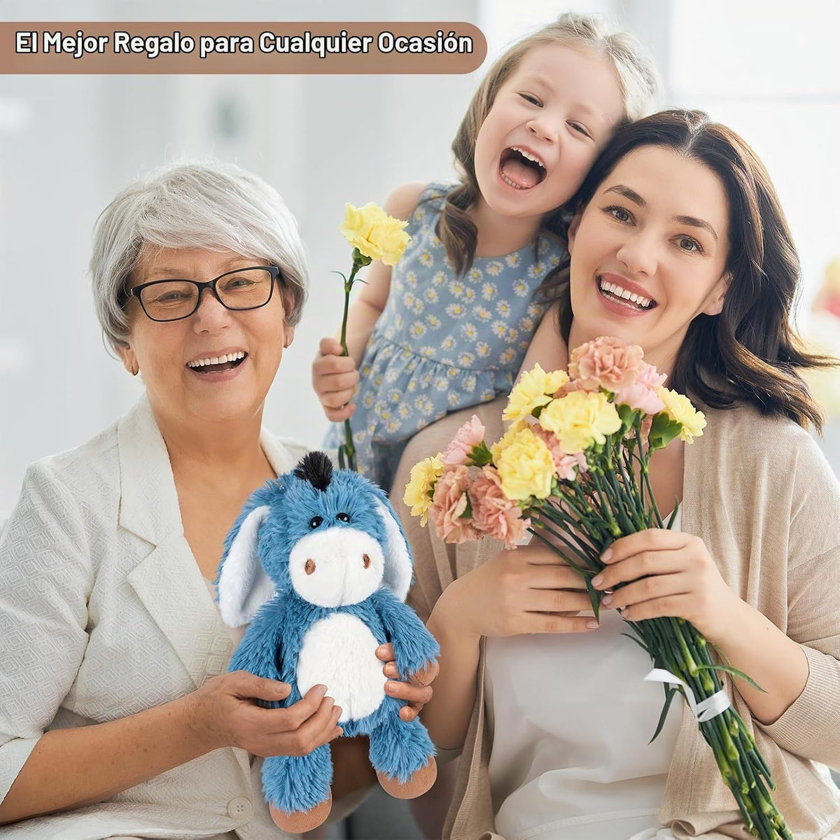 SuzziPals Almohadilla térmica de peluche de burro, apta para microo...