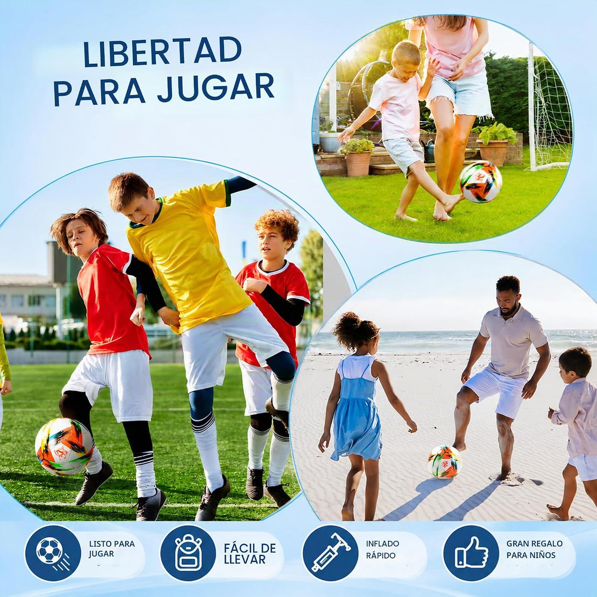 Innotoys Balón de fútbol tamaño 5, tamaño 4, tamaño 3, desinflado,...