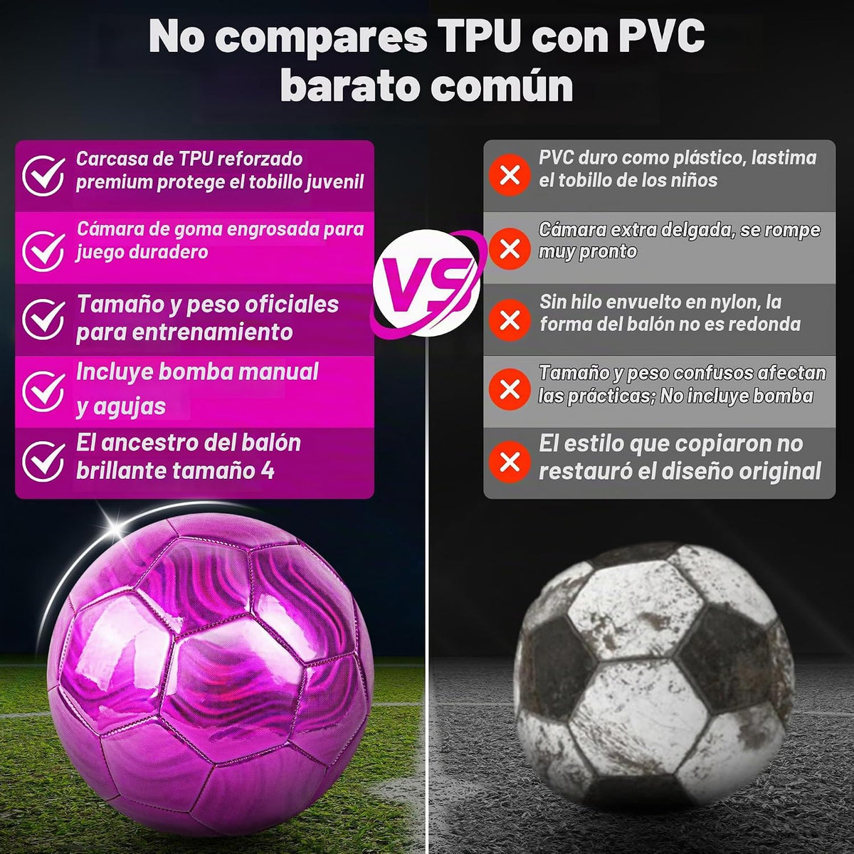 Champhox Pelota de fútbol tamaño 4 con purpurina rosa - Pelota de f...