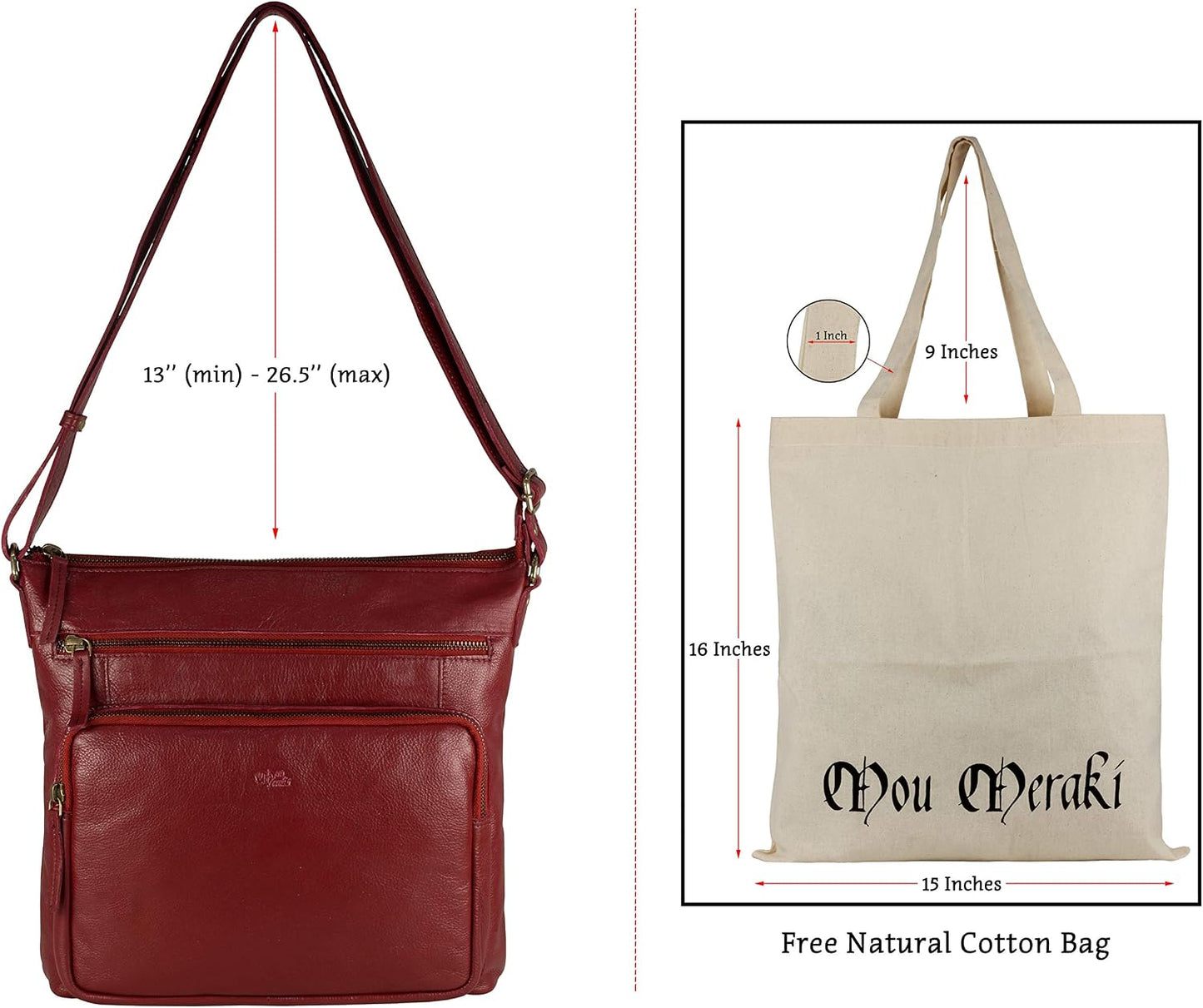 Mou Meraki Bolso cruzado de cuero genuino y bolsos - Bolso cruzado...