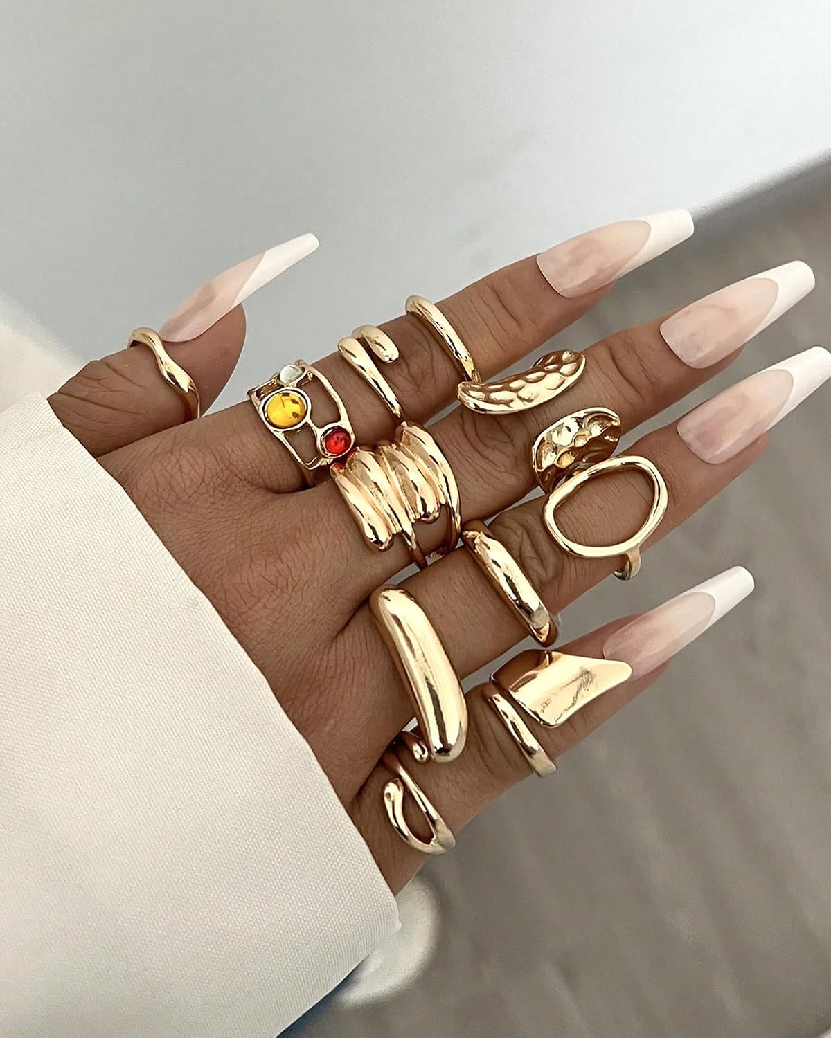 YEEZII Juego de 20 anillos dorados para mujer, anillos de dedo midi...