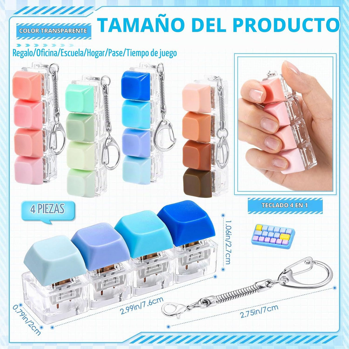 Halloscume 4 Piezas Juguete Fidget de Teclado para Adultos Juguete...