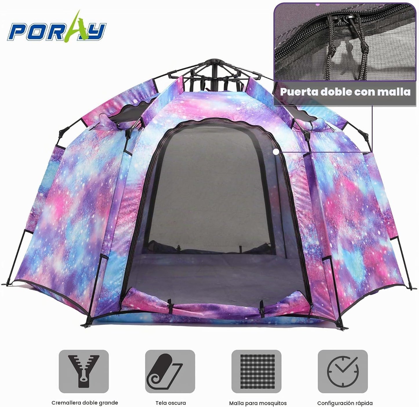 Tienda de campaña hexagonal portátil para niños con tira de luces L...