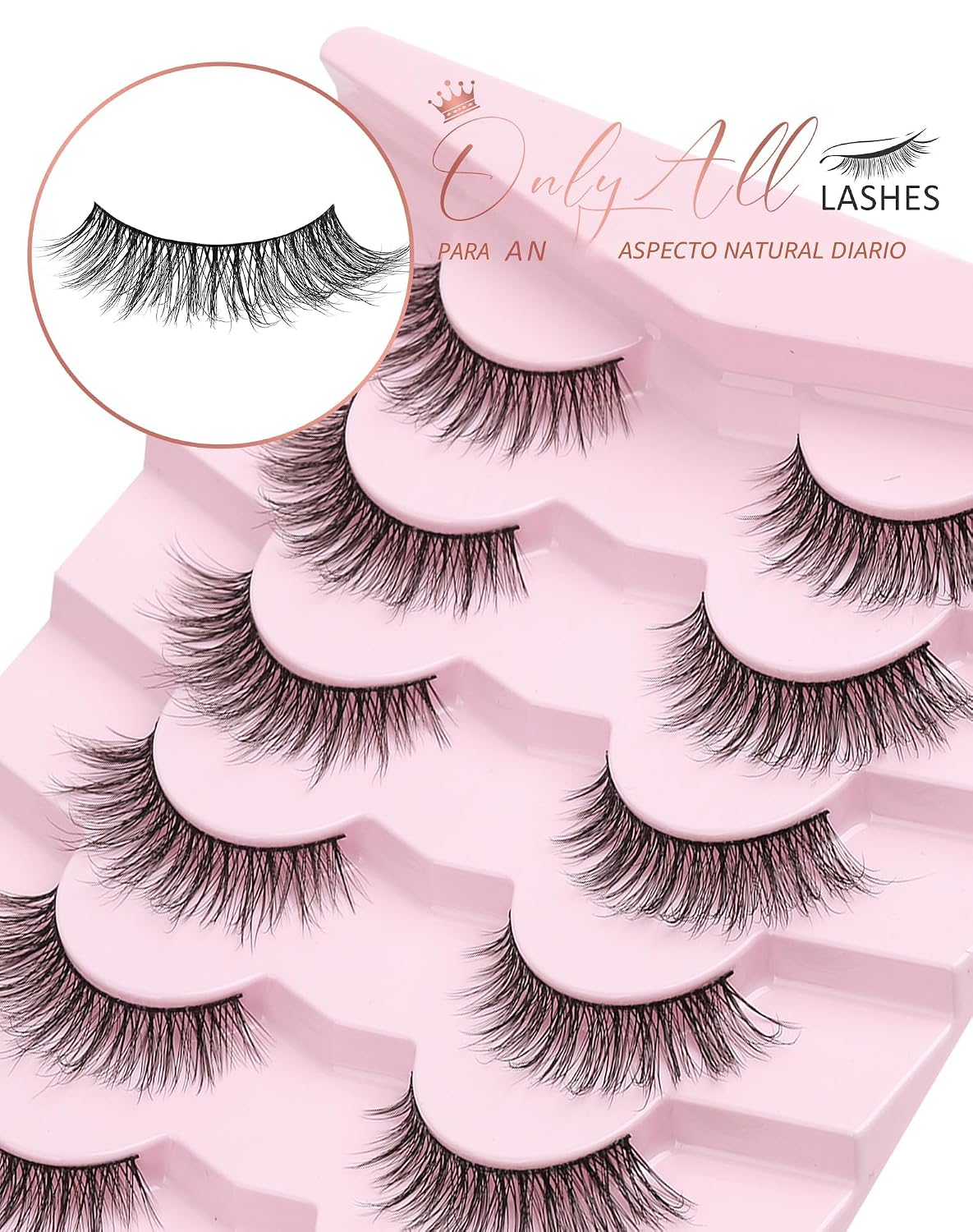 Onlyall Pestañas postizas Wispy 1 para un aspecto natural y acampan...