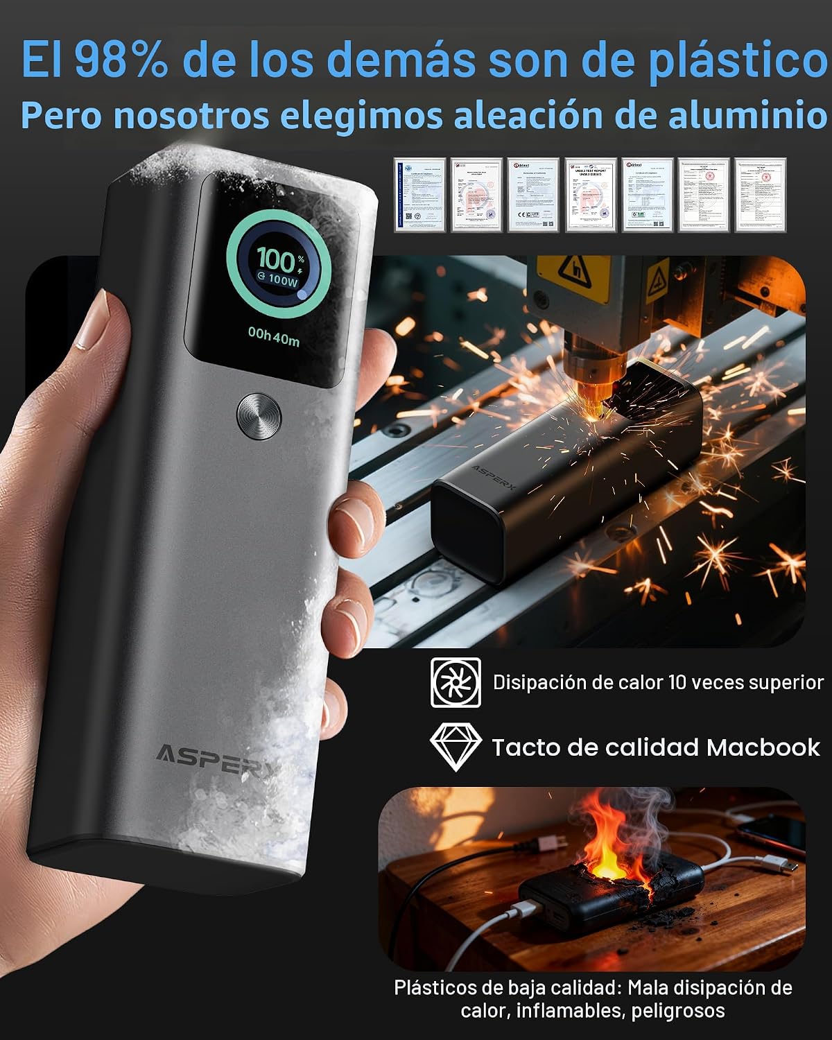 AsperX Banco del poder del ordenador portátil, 165W 20,000mAh retra...