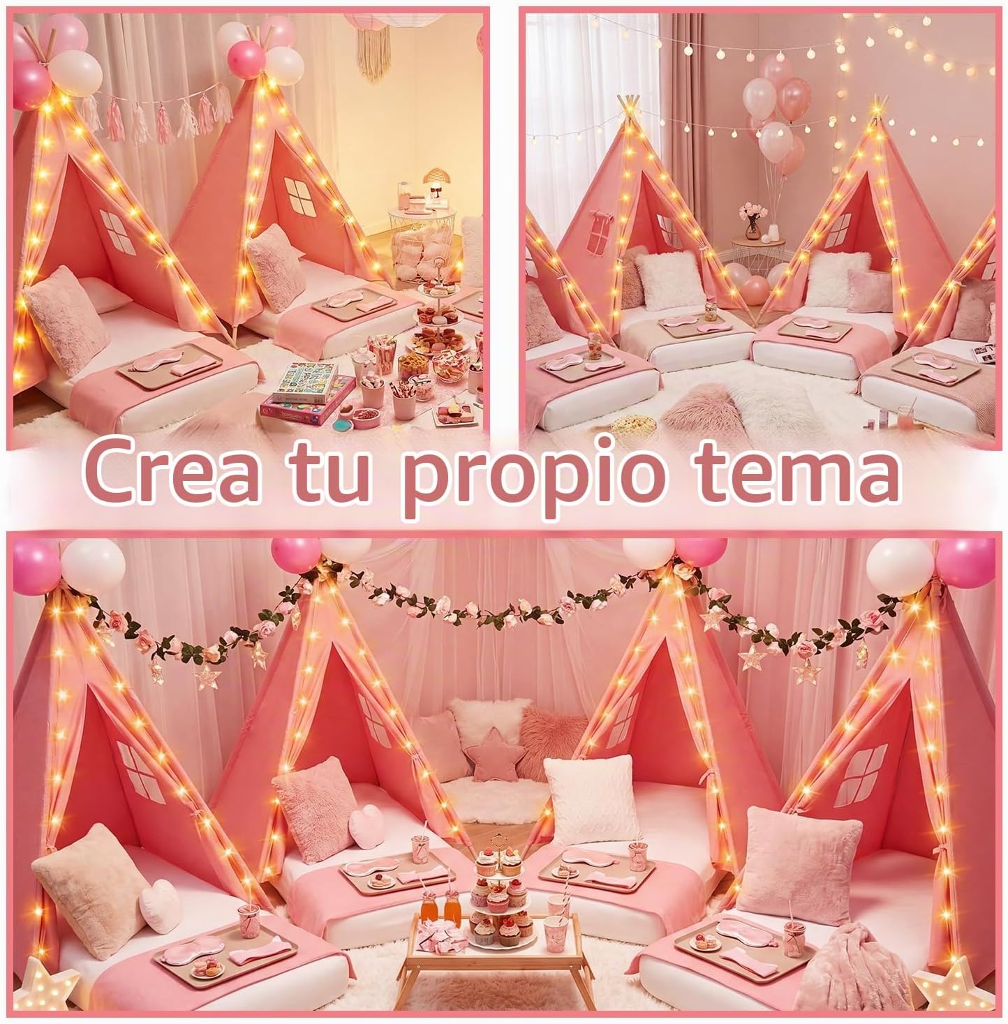 Windyun Paquete de 4 Carpas Tipi para Niños para Fiesta de Pijamas...