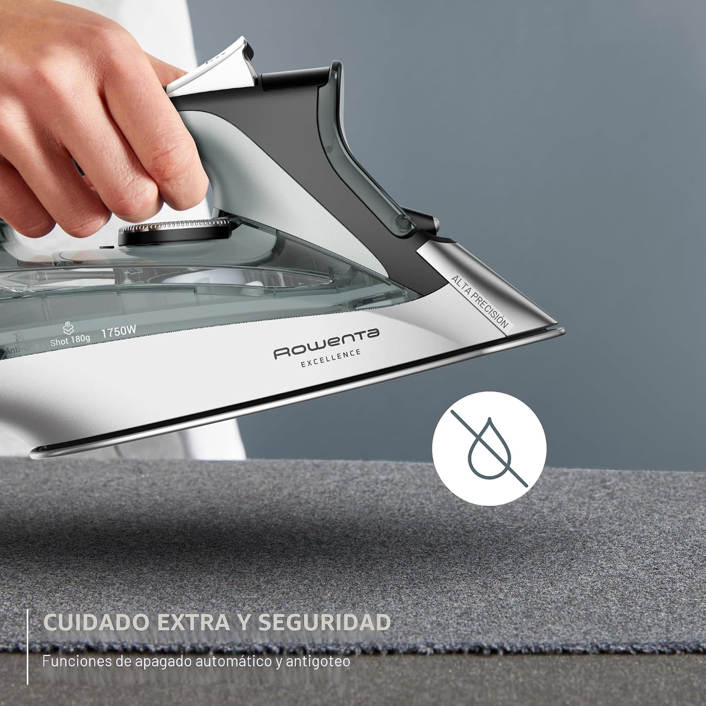 Rowenta Plancha de vapor Focus Excellence de acero inoxidable para...