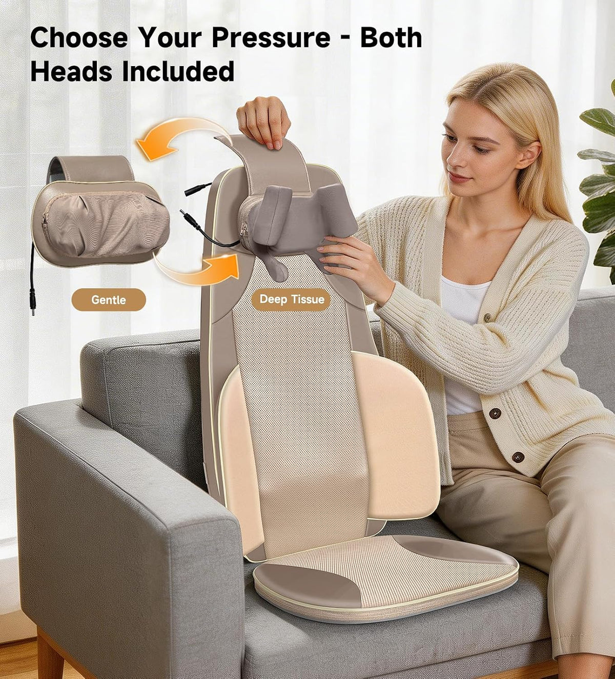Flekzo Masajeador de espalda para silla con calor, shiatsu cuello y...
