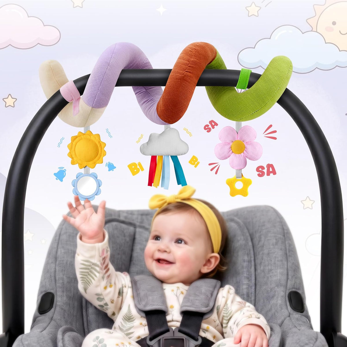 Stuffed Juguetes en espiral para asiento de automóvil para bebé, lo...