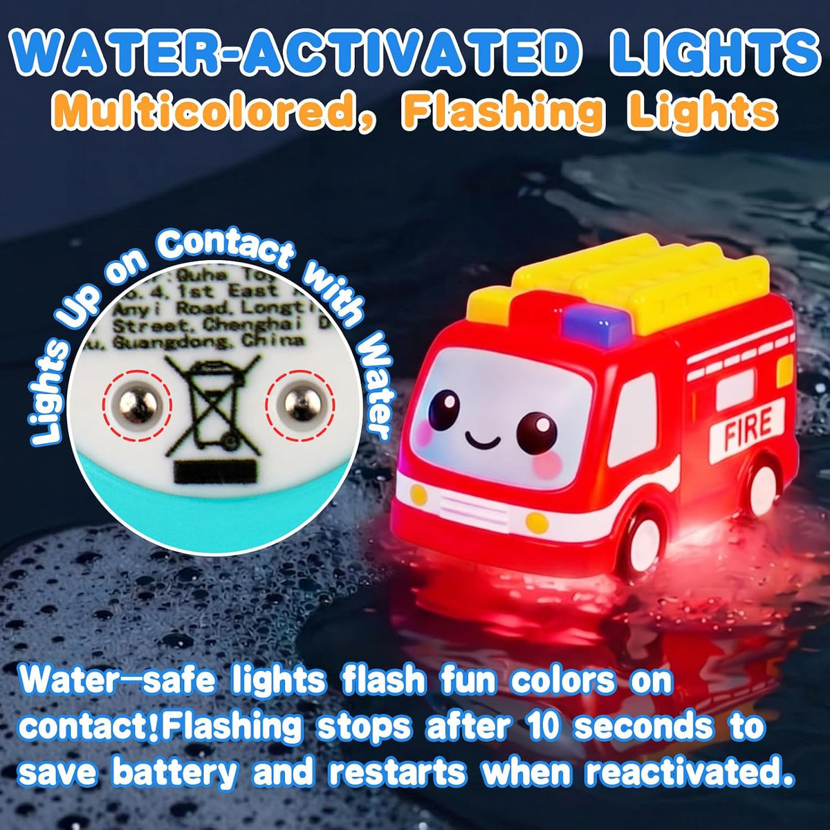 Qirptey Juego de juguetes de baño para bebés iluminados y juguetes...