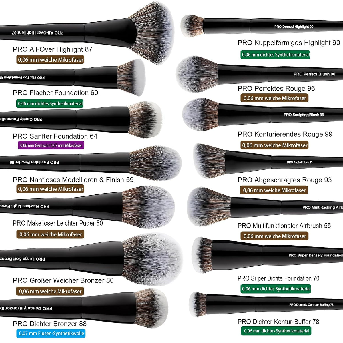 Bueart Design Juego de 32 brochas de maquillaje de grado PRO con so...