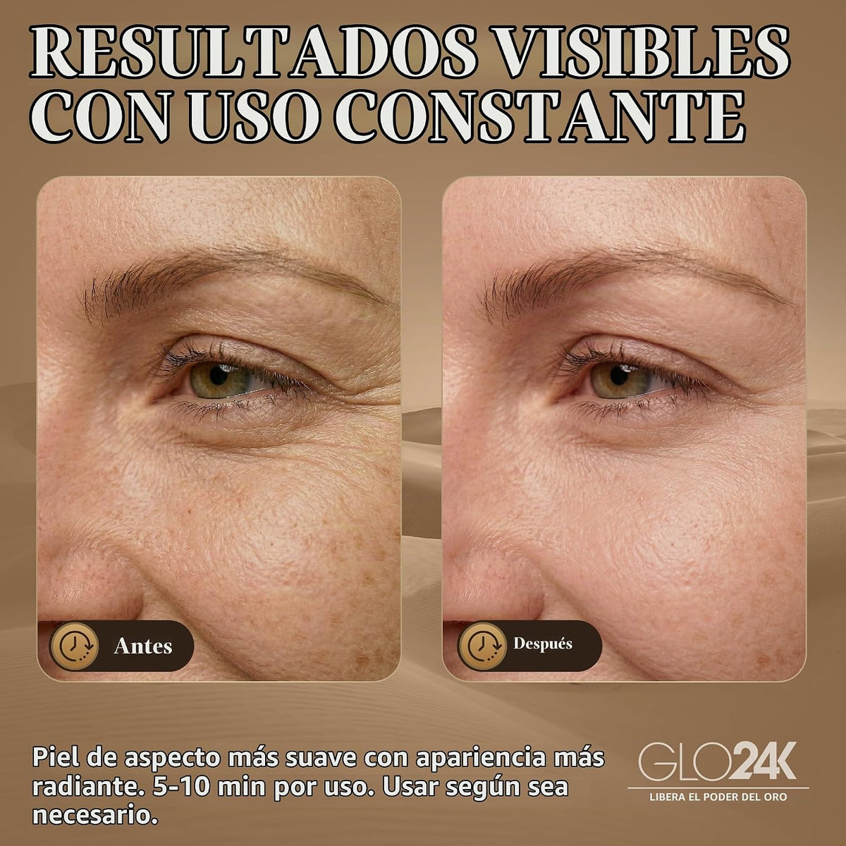 GLO24K Varita de Terapia de Belleza 6-EN-1 para la Cara, Ojos y Cue...