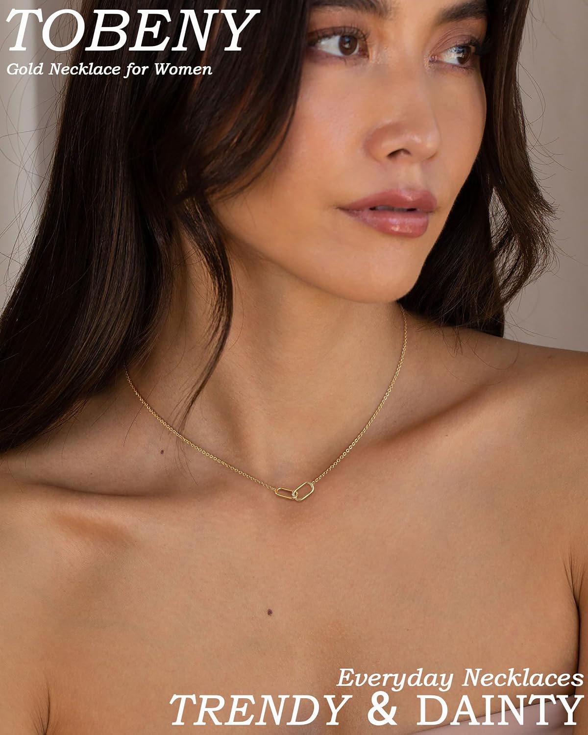 TOBENY Collar de oro para mujer, moderno, chapado en oro de 14 quil...