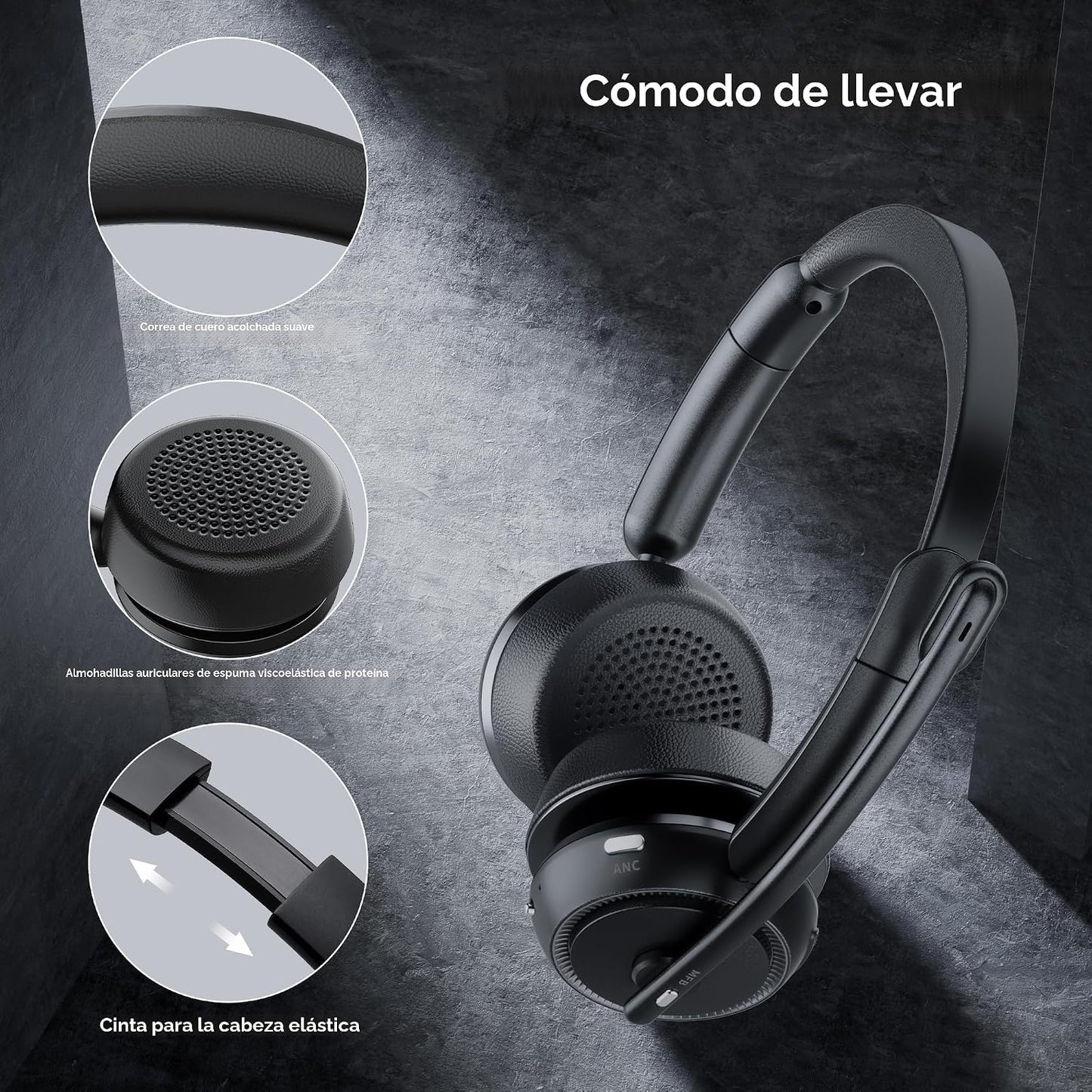Auriculares ANC y ENC mejorados con micrófono para PC, auriculares...