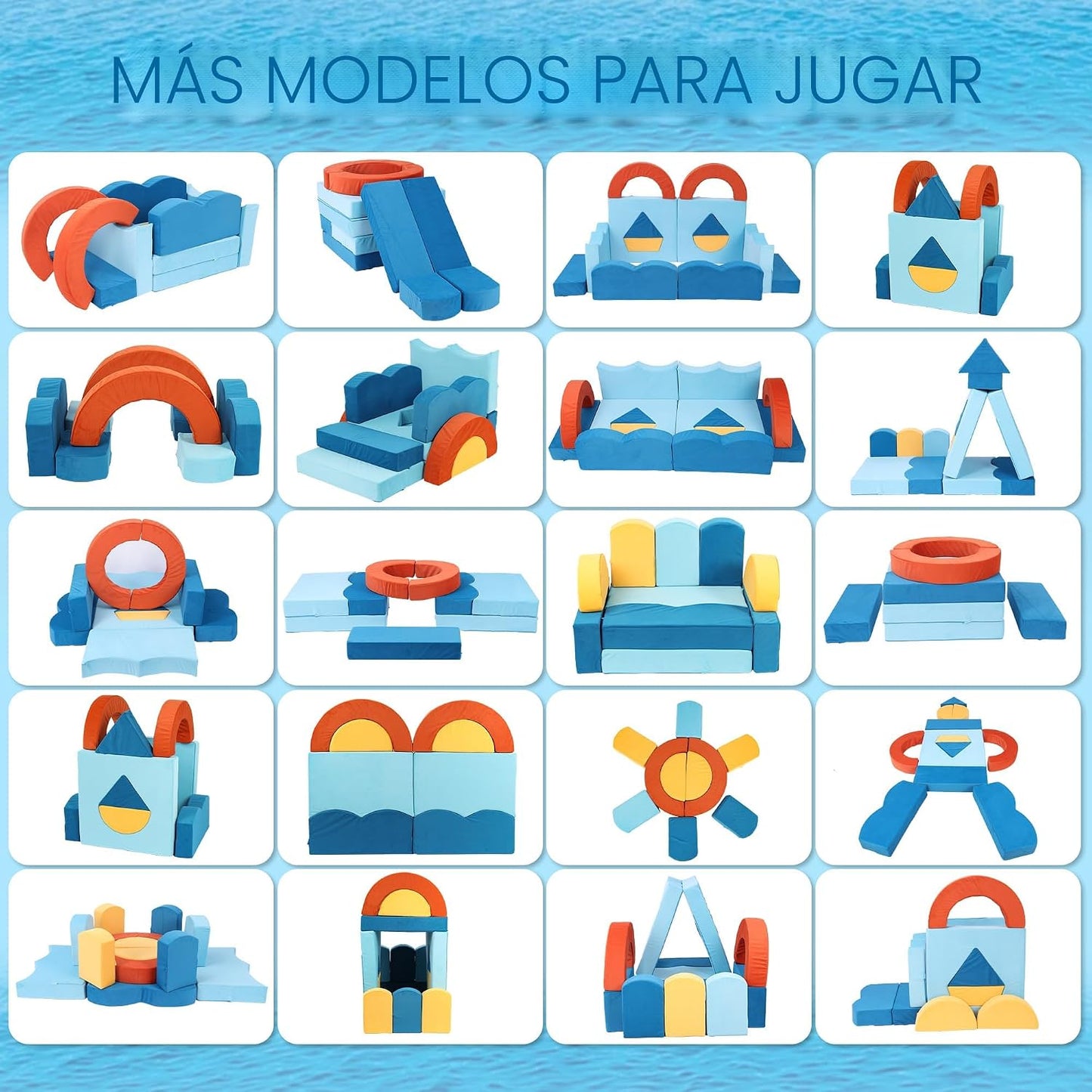 Erament Sofá de Juego Modular para Niños de 22 Piezas para Niños Pe...