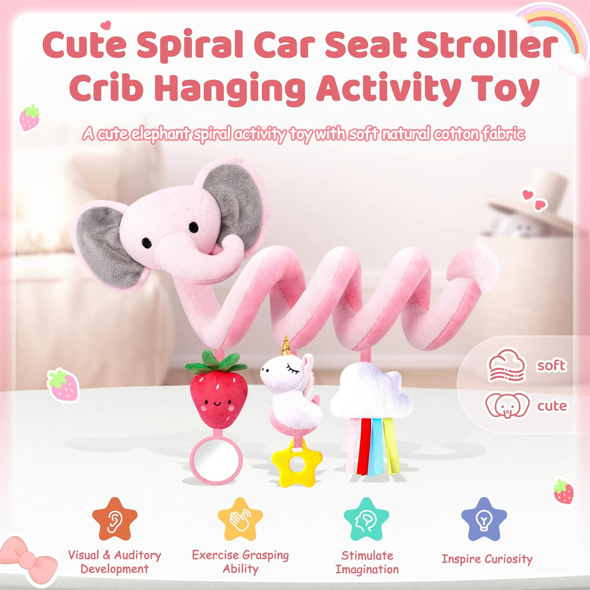 Juguetes de asiento de coche en espiral para bebés niñas de 0 a 6 m...