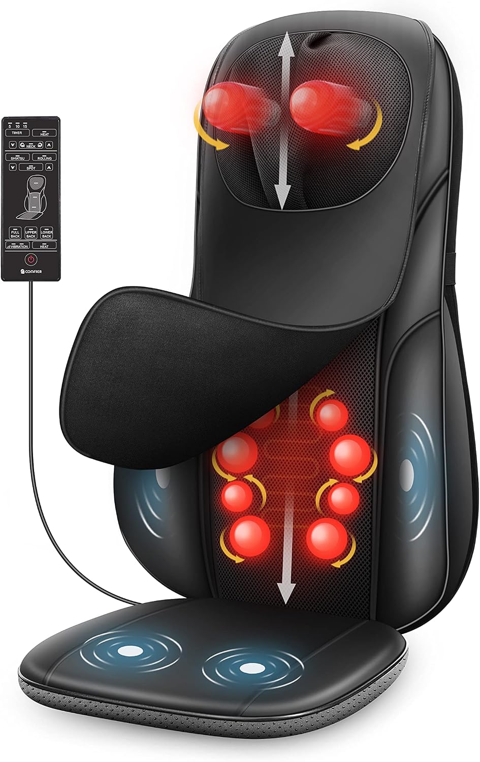 COMFIER Shiatsu - Masajeador de espalda y cuello con calor, almohad...