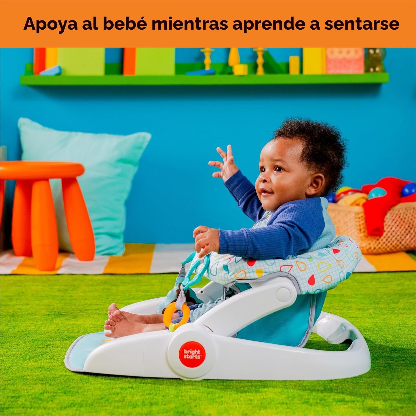 Bright Starts Learn-to-Sit - Asiento de piso para bebé, 2 posicione...