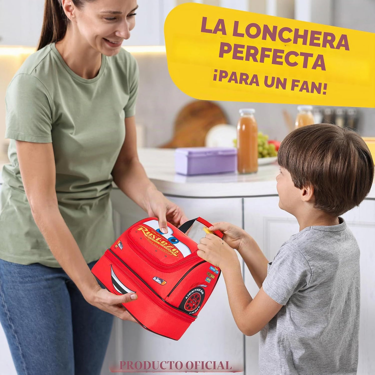 Get Trend Disney Cars Lightning McQueen Lonchera Aislada con Dos Co...