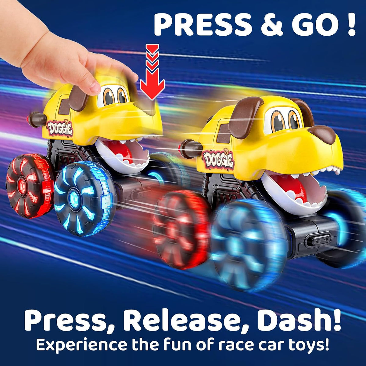 Tsomtto Press and Go - Coches de animales con luz y juguetes musica...