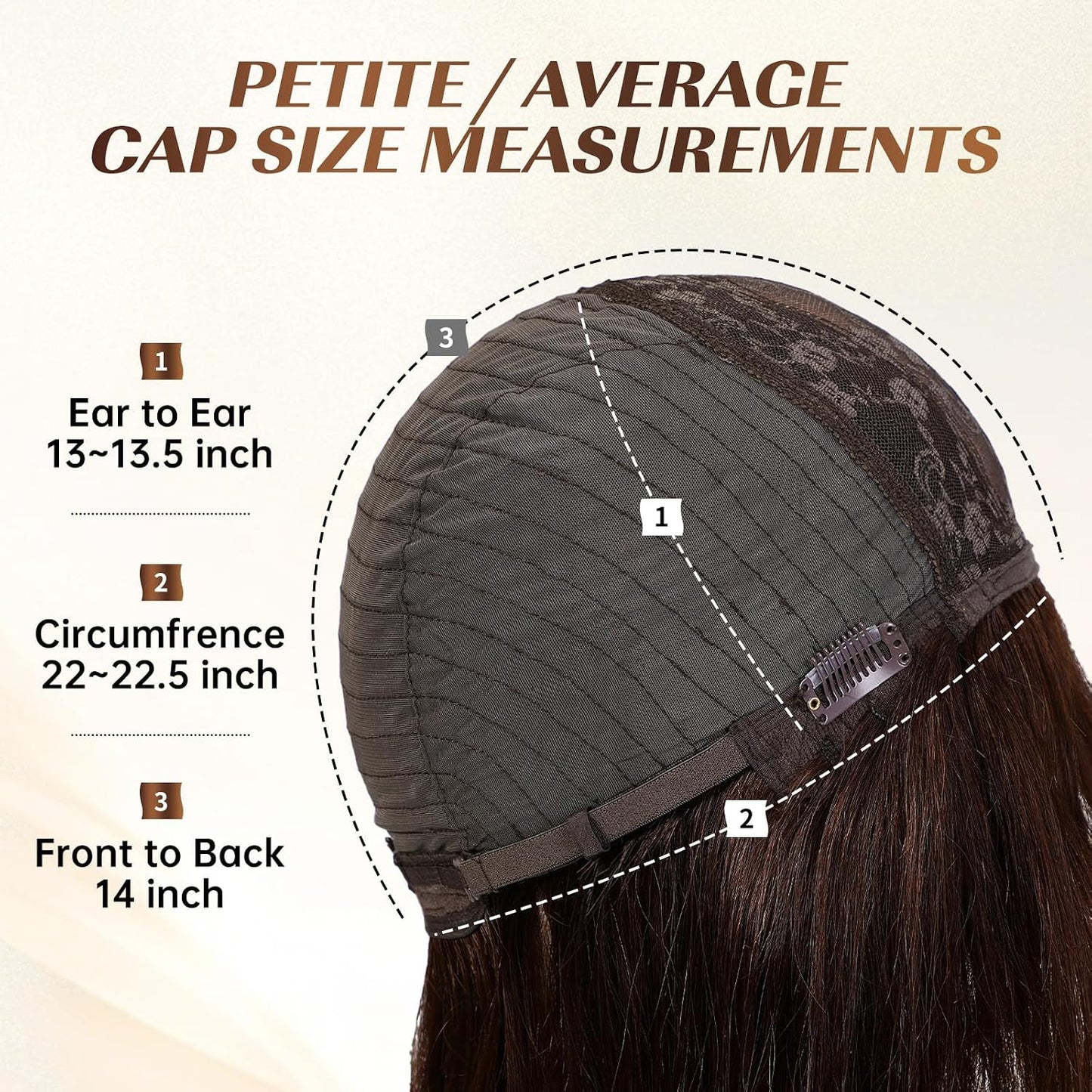 KKU Pelucas de cabello humano castaño oscuro de 16 pulgadas para mu...