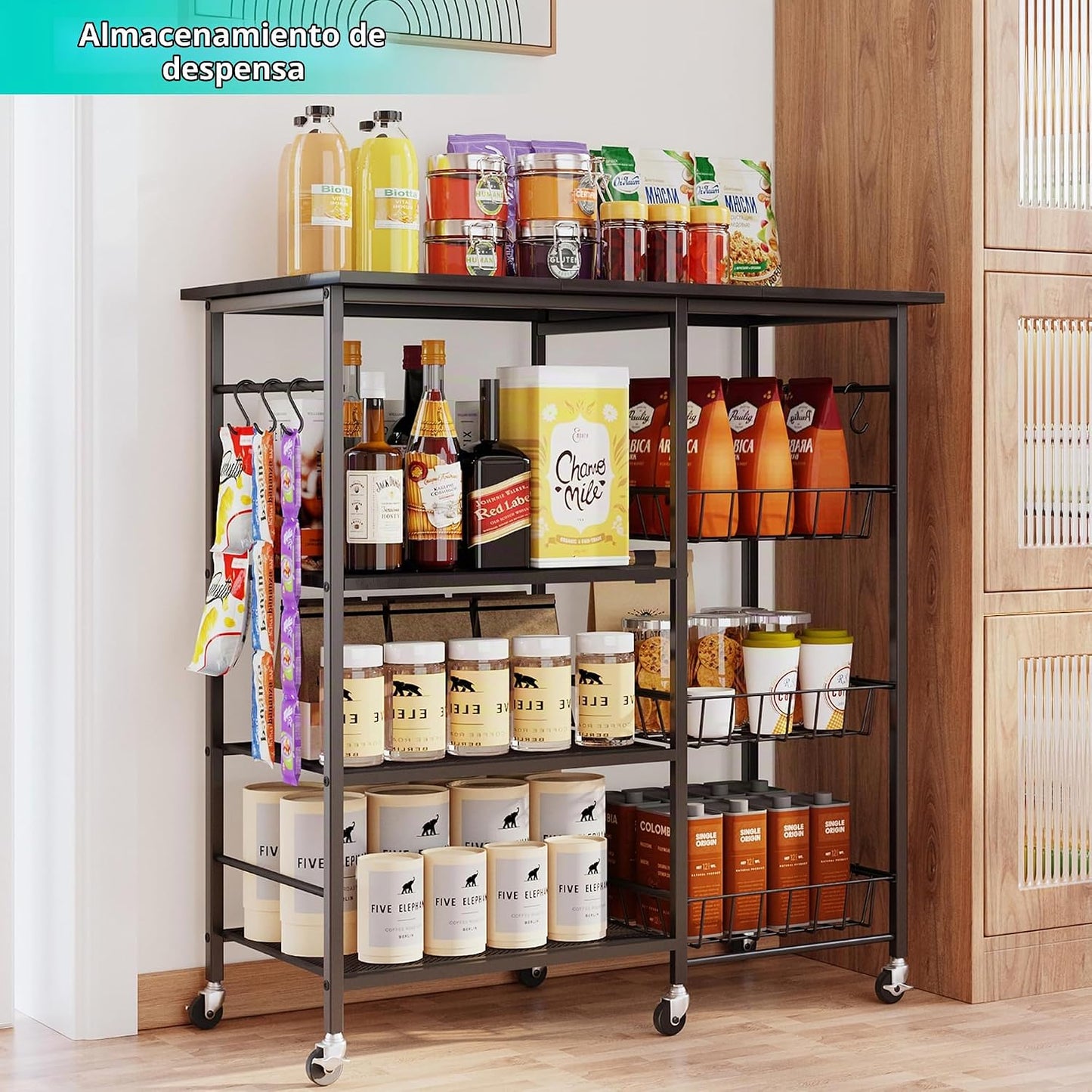 HapiRm Carrito de cocina con ruedas para microondas, soporte de mes...