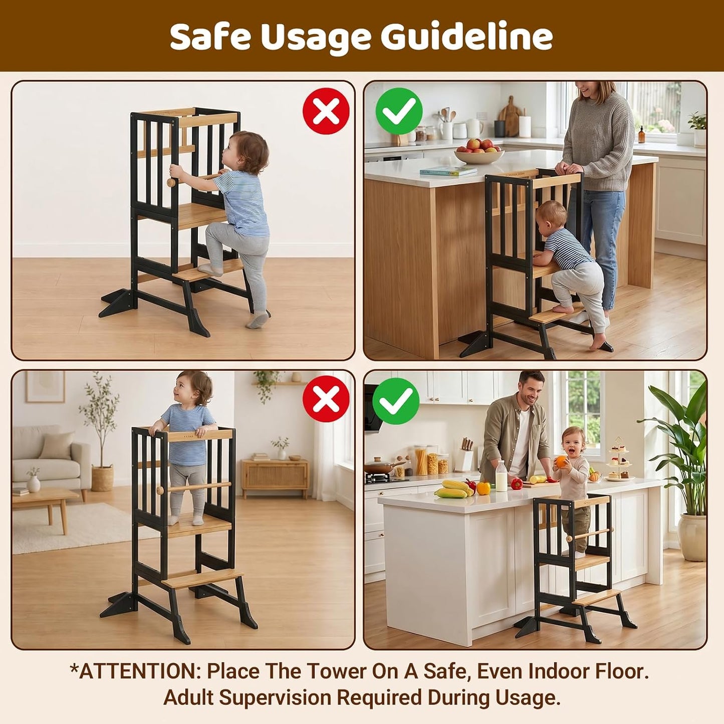 COSYLAND Torre de Pie para Niños Pequeños - Taburete Ayudante de Co...