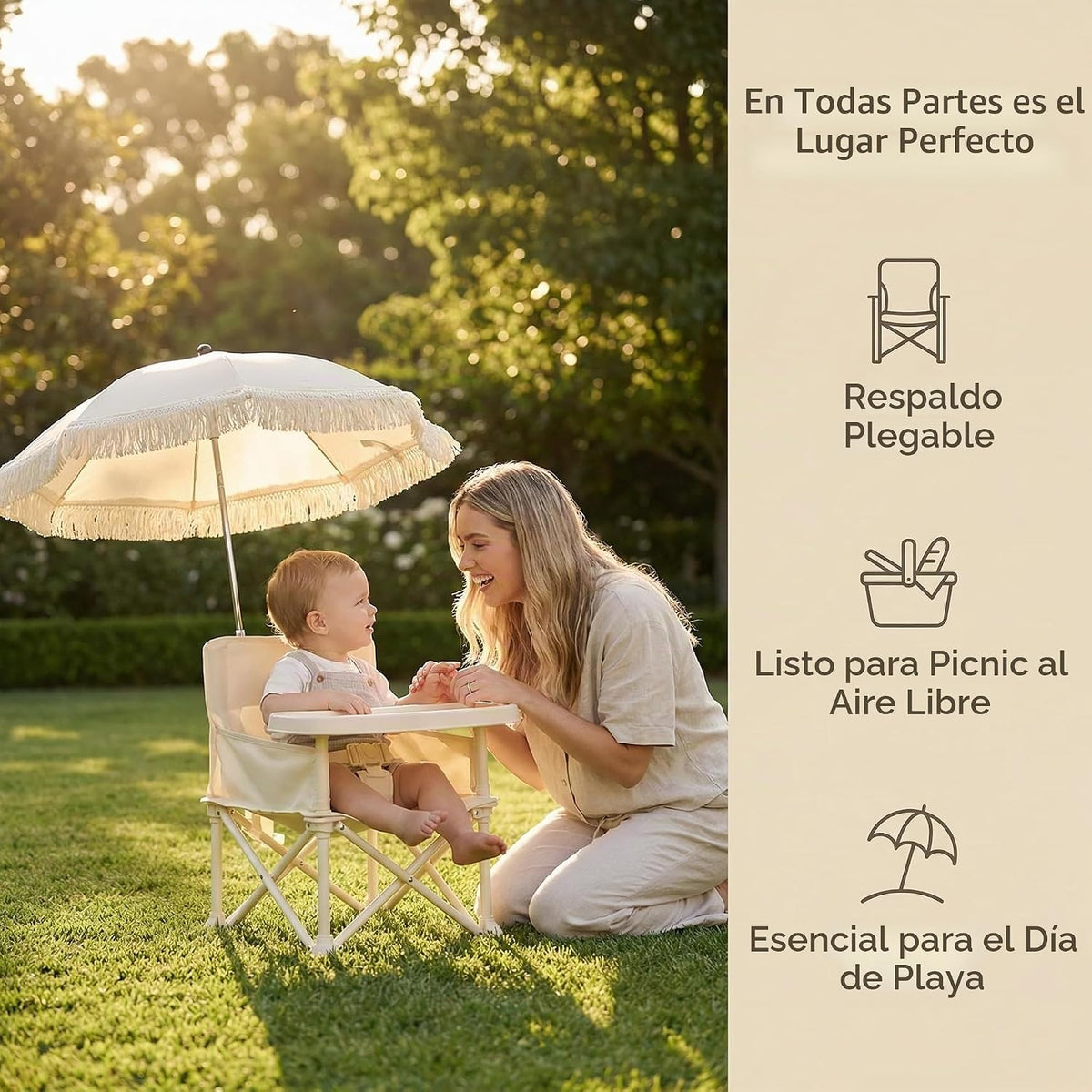 Silla de comedor plegable portátil para bebé, silla alta al aire li...