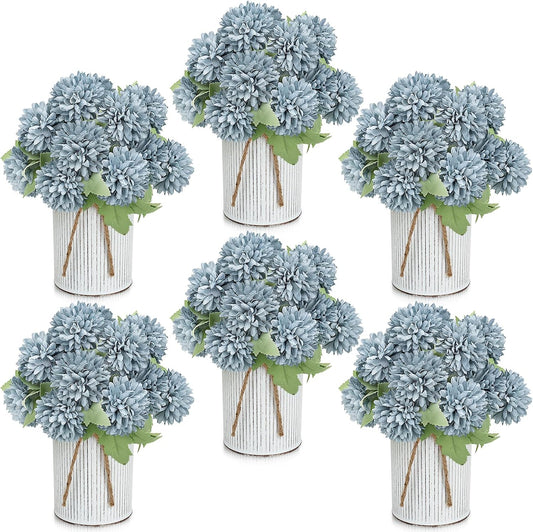 SEKNHOP Centros de mesa de flores prefabricados, juego de 6 crisant...