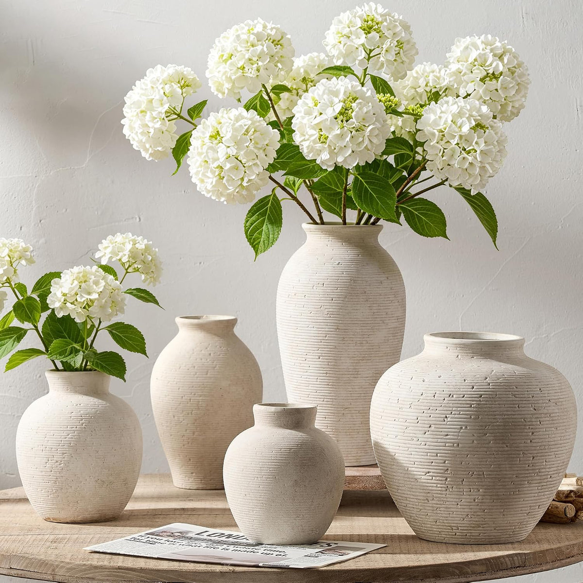 Jarrón de cerámica Vanselia para flores - Decoración del hogar - Ja...