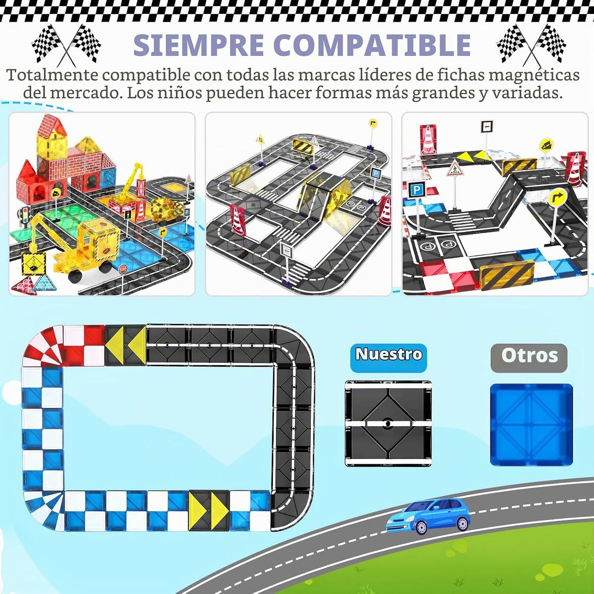 Mruikeny Bloques de construcción magnéticos para niños de 3, 4, 5,...